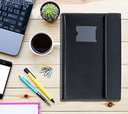 Image of ANG Multipurpose A4 Document Folder - PU Leather File Organizer with 40 Transparent Sleeves | Sleek, Durable & Professional | Ideal for Office, School & Personal Use - Black
