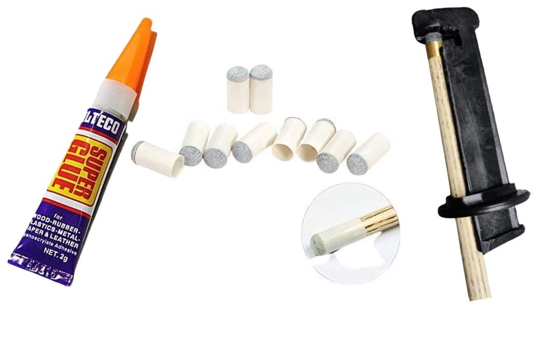 JBB Billiard, Snooker and Pool 9mm Slip On Cue Tip 10 Pieces + 1 Piece Glue + 1 Piece Tip Repair-picture-20