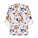 Womens Tops 3/4 Length Sleeves Floral Shirts Flowy Ruffle Sleeve Tops Half Button Down Shirt Summer V Neck Blouse