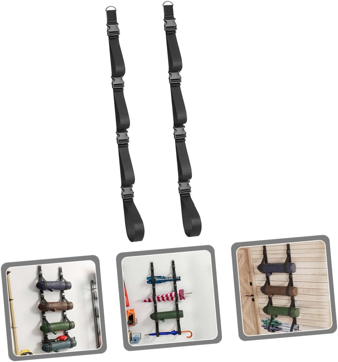 Zerodeko Adjustable Wall Hanging Storage Straps 2pcs, Multi-use Garage Wall-mount Hanging Storage Belt for Camping Chairs and Tools Organization
