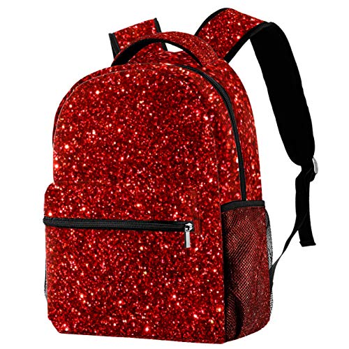 Laptop-Rucksack mit rotem Glitzer-Paillettenmuster, lässig, langlebig, für Herren und Damen, für Arbeit, Büro, College, Studenten, Geschäftsreisen, Schultasche, Büchertasche Cover