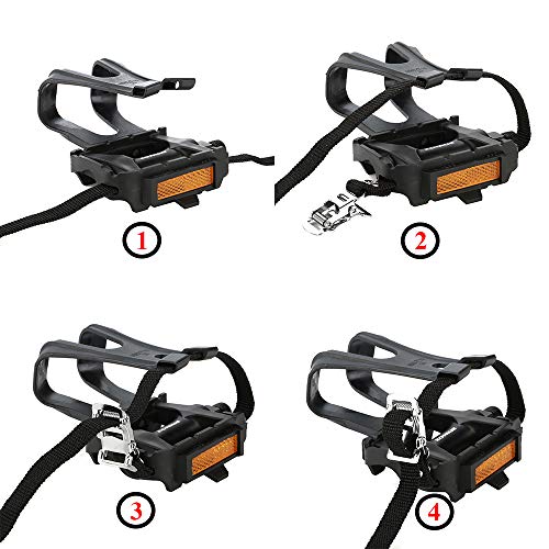 Zonkie Bike Pedals With Toe Clip And Strap, Plastic Bike Pedals For Mtb And Road Bike, 9/16 Inch #TOP2