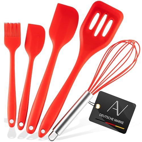 AVANA Lot de 5 ustensiles de cuisine en silicone - Résistants à la chaleur - Antiadhésifs -...