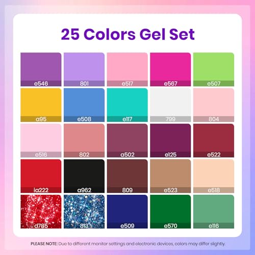 Image of Beetles Gel Nail Polish Set, 25 Colors Color Dairy Polish Kit, Nude Black Brown Red Color Gel Nails with Base Coat Glossy & Matte Top Coat Colorful Bottles UV Led Soak Off Gifts for Women