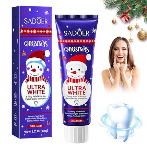 Pasta de Dientes Blanqueante Baking Soda, Dentífrico Baking Soda, Pasta dental blanqueadora, Pasta de dientes blanqueadora de bicarbonato de sodio natural, para Navidad