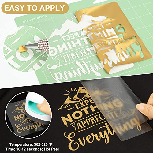 Image of VINYL FROG Gold Heat Transfer Vinyl Roll 12 inch x12ft Matte HTV Vinyl | Gold Iron on Vinyl for T-Shirts, Heat Press Vinyl for DIY Craft Designs Easy to Cut & Peel Off & Transfer