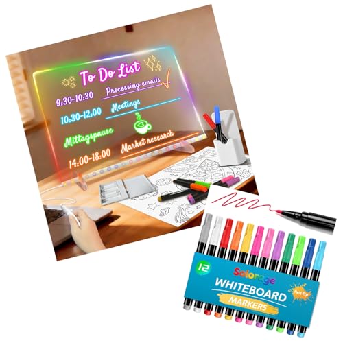 Tableau à dessin LED avec feutres effaçables pour mémo et publicité