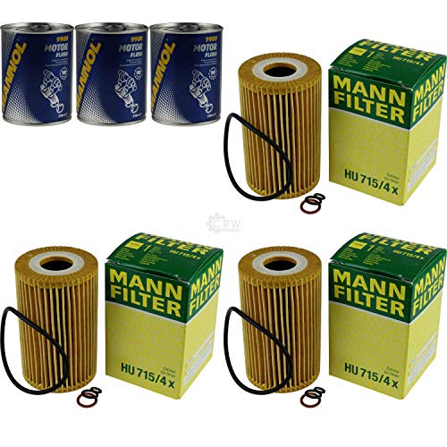 MANN Lot de 3 filtres à huile HU 715/4 x + 3 x rinçage moteur SCT