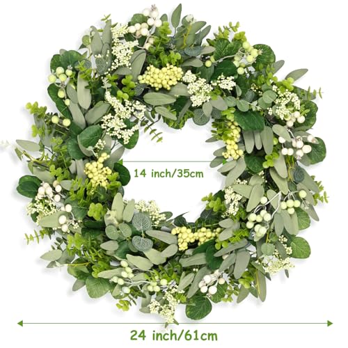Couronne d'eucalyptus porte d'entrée solution décoration sans entretien - 3