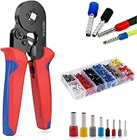 Alicate Crimpador Profissional com Kit 1200 Terminais Ilhós, Autoajustável 0,25 a 10mm², Prensa Terminal Tubular com Catraca Ajustável para Instalações Elétricas - Linha Premium