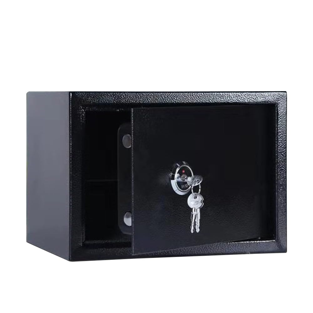 Cassaforte con 3 chiavi, cassaforte per mobili in acciaio per casa/ufficio, 4,6 l, cassaforte da parete per gioielli, documenti, fatture, contanti e certificati di proprietà, impermeabile (23 x 17 x