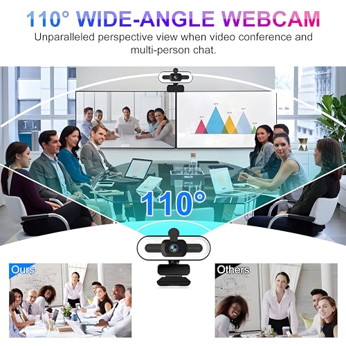 Image of Webcam Full HD 1080p with Built-in Microphone and 3 Colour LED Light, XVersion USB Plug & Play Web camera for PC /Laptop /Streaming /Meetings / 360 Degree Rotation, 1 Year Manufacturer Warranty - Black