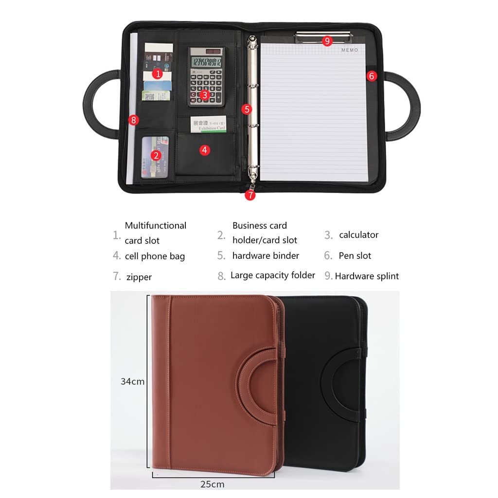 IBOWZ Cartella per Documenti in Pelle A4 Raccoglitore per Portafoglio Cartella Portadocumenti con Cerniera Portadocumenti Borsa Organizer per Donna Uomo Business School Office