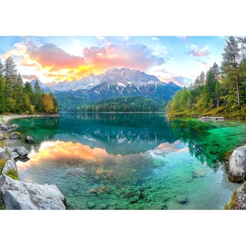 Eibsee Lake Jigsaw Puzzles 1000 Pieces Nature Landscape Puzzles for Adults 1000 Pieces with Letters on Back Hard Impossible Difficult Challenging...