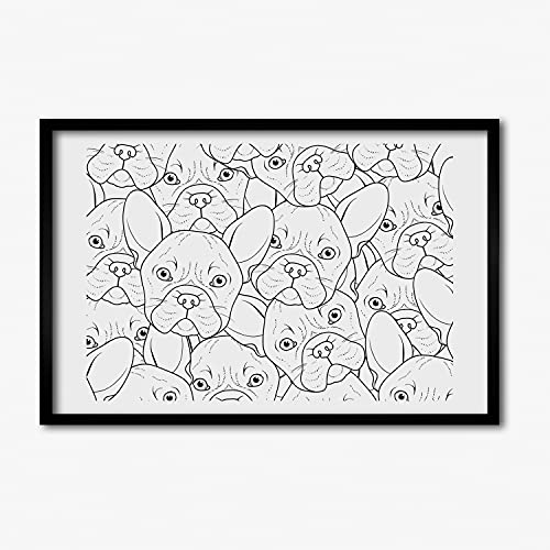 Cadre en bois peinture moderne bouledogues français 60x40 cm aux finitions soignées Tulup