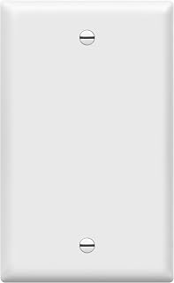 Enerlites 8801-W Blank 1-Gang Wall Plate Cover, White Gloss Polycarbonate, Durable Heat & Impact Resistant
