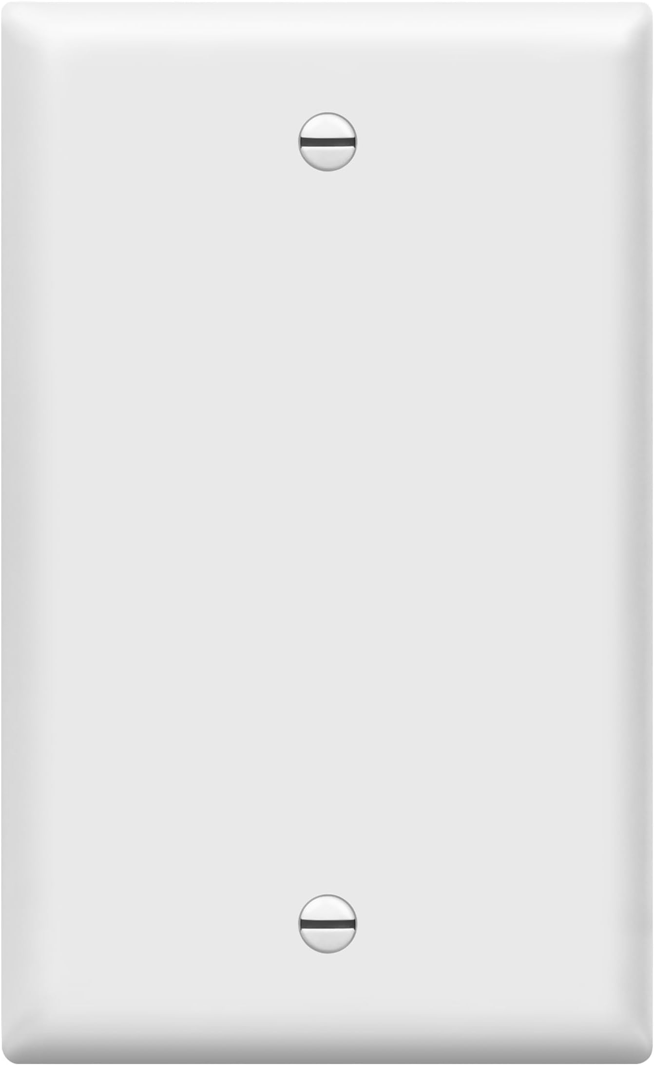 Blank Cover Wall Plate, Gloss Finish, Standard Size 1-Gang 4.50" x 2.76", Polycarbonate Thermoplastic, 8801-W, White