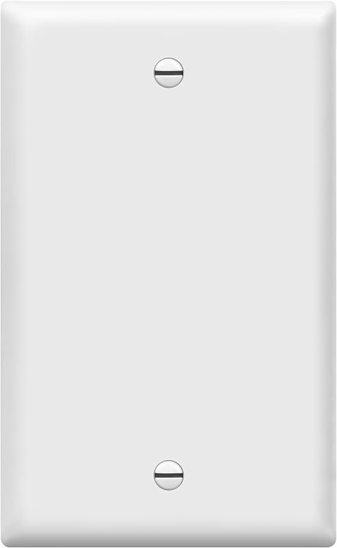 ENERLITES Placa de pared con cubierta en blanco, acabado brillante, tamaño estándar de 1 unidad 4.50" x 2.76", termoplástico de policarbonato, 8801-W, blanco | Tamaño estándar 4.50" x 2.76", cubre caja eléctrica/tomacorriente/interruptor sin usar, policarbonato irrompible, certificación UL, fácil de instalar