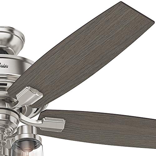 Hunter Bennett Indoor Ceiling Fan with LED Light and Remote Control, 52", Brushed Nickel - Thumbnail 5