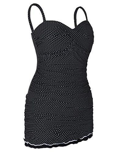 Mycoco Women's One Piece Swimwear Tummy Control Bathing Suit Front Cross Monokini Ruffled Hem Swimsuits Polka Dot 16 #TOP2