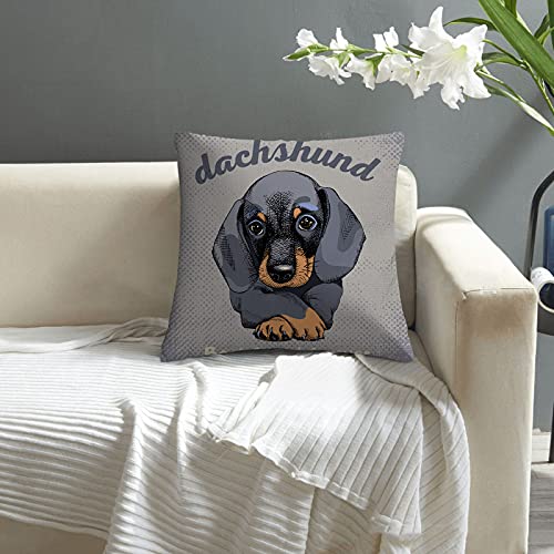 Dachshund Dog Best Friend Forever Pillow Cover Home Decorative Linen Pillow Cases Hidden Zipper 18" X 18" Cushion Covers Dachshund Gifts For Dog Lovers Sofa Couch Car Living Room #TOP3