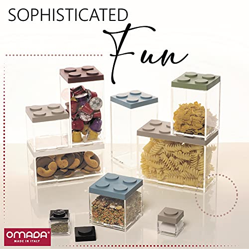 Omada Acrylic Brick Storage Container: Durable Canisters – Thick Acrylic Jar For Food, Craft Supplies, Cosmetics – Airtight And Dishwasher Safe – Bpa Free – Gray Lid – Made In Italy – 50 Oz (1.5 L) #TOP4