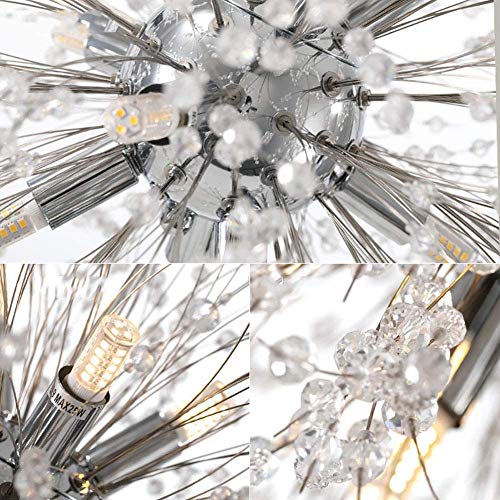 Vikaey 12-Light Modern Chandelier,Firework Sputnik Living Room Chandeliers,Dining Room Dandelion Crystal Chandeliers for Bedroom Entryway Bathroom Foyer Staircase,Chrome - Image 6
