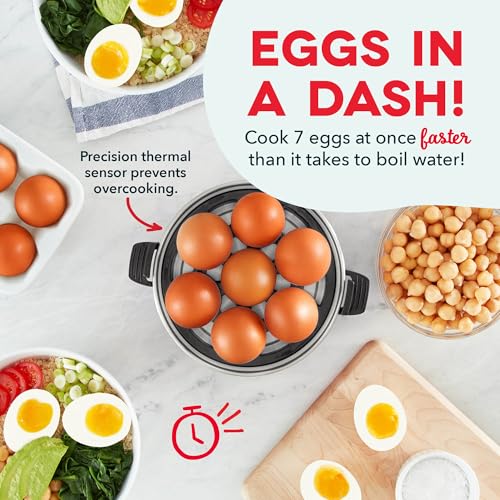 Dash Rapid Egg Cooker - Boiler, Poacher & Steamer - Includes Measuring & Recipe Guide - Dishwasher Safe - BPA Free - Holds 7 Eggs, Black - Image 4