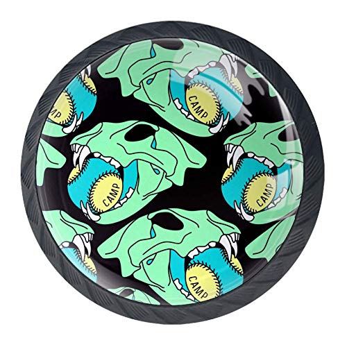Pomos redondos decorativos para armario de cocina, diseño de calavera, diseño de animales, para armarios, cajones, aparadores, 4 unidades
