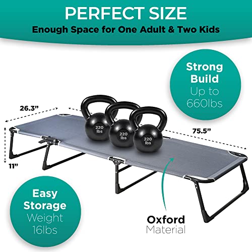 Zone Tech Folding Cot & Cot Pad 4 Position Adjustable 2-Pack Portable, Premium Quality For Adult And Kids-Perfect For Camping, Travel, Patio, Beach, Indoor & Outdoor Activity With Carry Bag For Travel #TOP3