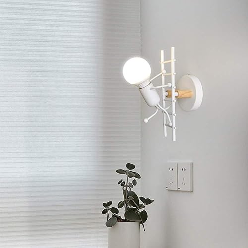 Vista 12 de Humanoid - Lámpara de pared creativa para interiores, lámpara de pared moderna Art Deco Hierro E26 Base para dormitorio, habitación de los niños