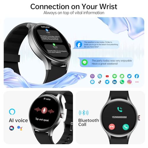 Image of Woneligo Smart Watch for Men Women,1.57inch AMOLED Touchscreen Fitness Watch for iPhone & Android,Heart Rate /Sp02 /Sleep Monitor,110+ Sport Modes IP68 Waterproof Bluetooth Calls,2 Bands (Black, 1.57)