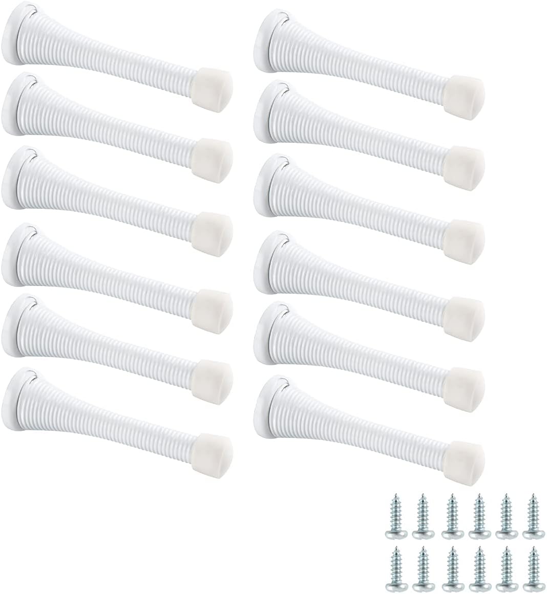 Amazon Basics Spring Door Stop - White, 12-Pack