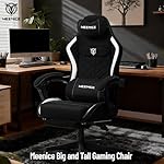 Big and Tall Gaming Chair Fabric with Pocket Spring Cushion, High Back Heavy Duty Gaming Chairs for Adults with Massage Lumbar Support, Ergonomic Computer Chair with Footrest for 400LBS Black - Image 2