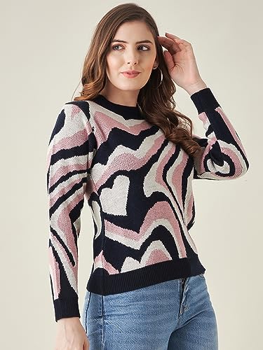 Image of Modeve Animal Print Round Neck Casual Women Sweater||Winterwear||