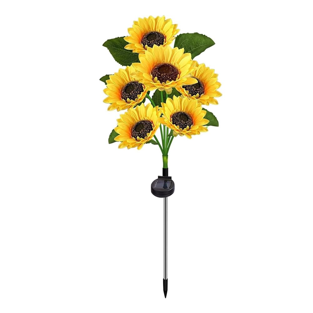 Hndhbfgrt Solar Powered Sunflower Light Outdoor Waterproof LED Ground Insert Lawn Lamp Glowing Branches for Yard Patio Lawn