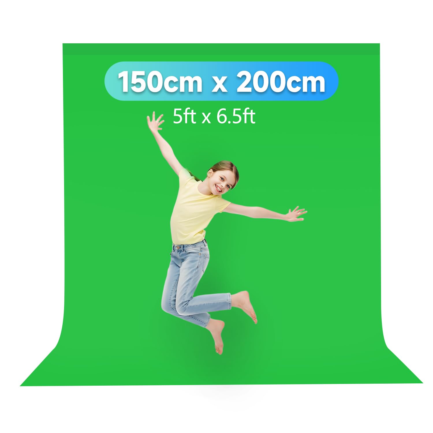 Greenscreen mit Ständer 1,5m x 2m, Hintergrund mit Ständer mit Greenscreen, Verstellbarer Fotografie Hintergrund Ständer mit 5 Klemme für Chroma Key Streaming Gaming