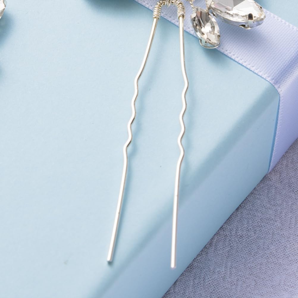 3Pcs Horquillas para el Cabello de Boda Plateadas Pieza de Cristal para Novia Accesorios para el Cabello para Mujeres y niñas