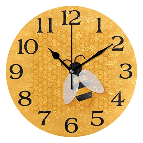 linomo, Orologio da Parete a Forma di Ape, Silenzioso, Rotondo, Silenzioso, Silenzioso, per Cucina, Soggiorno, Camera da Letto, Bagno, Ufficio