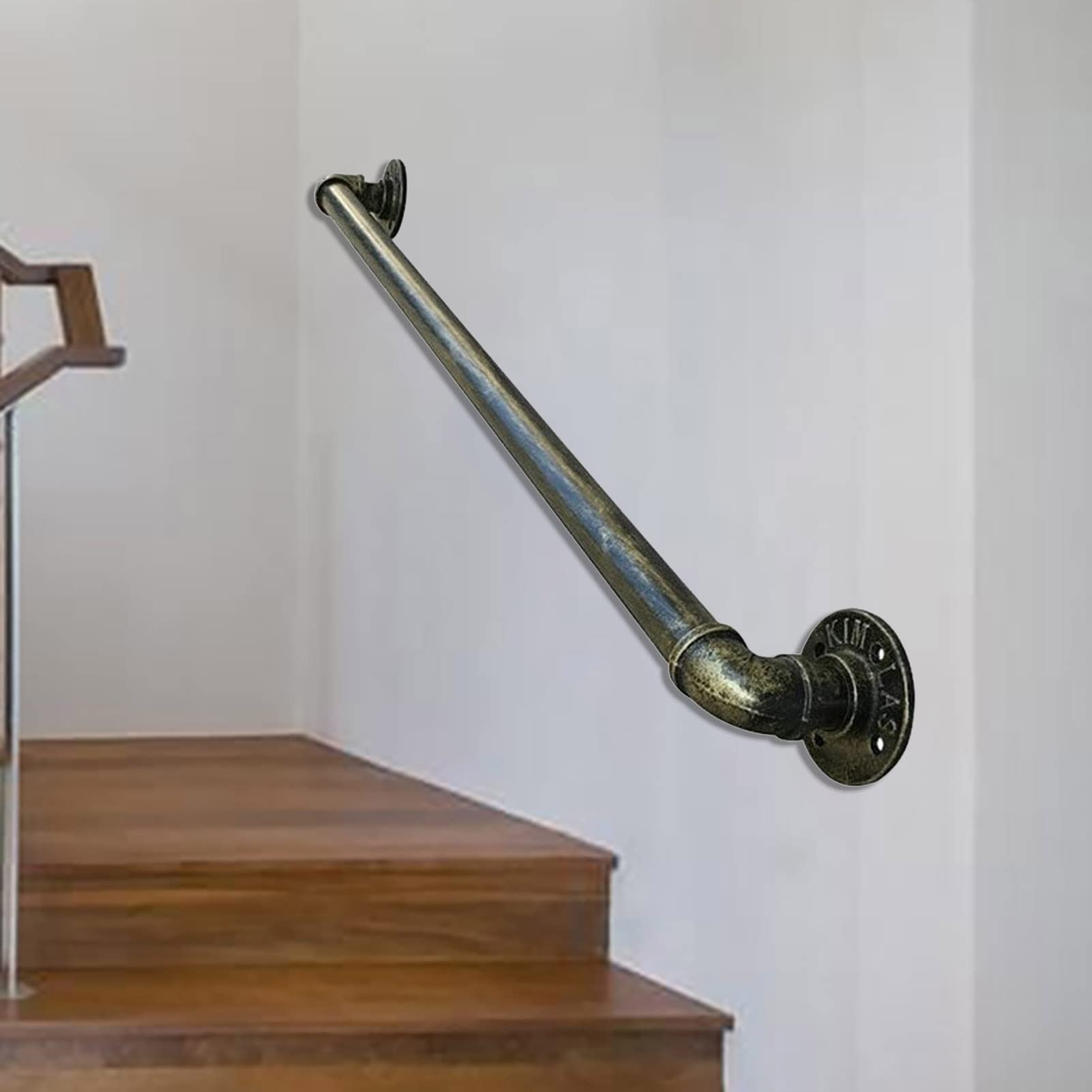LWJSOCP Bronze Wrought Iron Vintage Stair Banister Handrail 13ft Indoor Outdoor Grab Bar Railing Kit