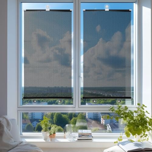 Artibetter Portable Blackout Roller Shade - 15. 7" X 49. 1" No-Drill Suction Cup Window Blind, Temporary Heat Blocking Sunshade for French Doors, Sidelights, Office & Rv, Black by ARTIBETTER - Used condition - Image 5