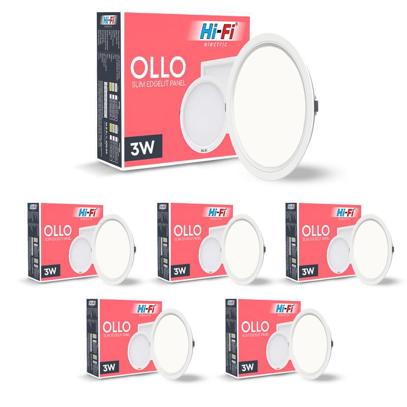 Image of Hi-Fi OLLO Polycarbonate 3-Watt Round Led Downlighter| Recessed Led Downlight|Led Ceiling Light for Home and Hall|Cut Out: 68 mm, Color: Natural White (4000K) Pack of 6