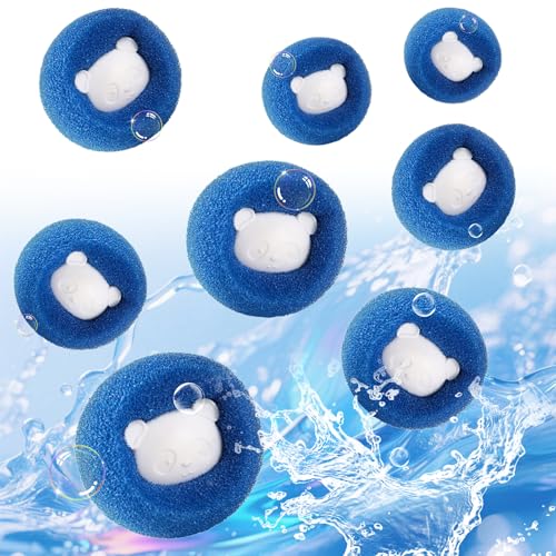 Tierhaarentferner Waschmaschine, 8er-Pack Fusselball für Waschmaschine, Wiederverwendbarer Anti fussel bälle Waschmaschine, Flusenfilter zum Entfernen von Tierhaaren und Flusen (Blau)