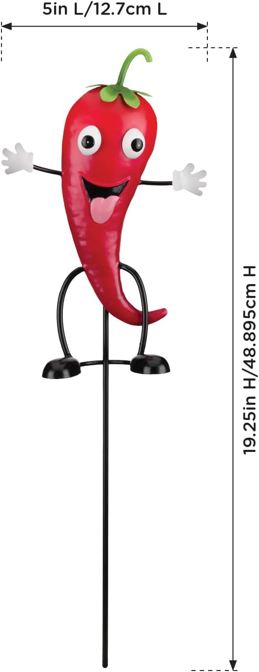 Regal Art & Gift Veggie Garden Stake Metal Decorative Yard Art for Outdoor and Indoor Use | Whimsical Vegetable Accent for Lawn, Patio, Flower Bed or Planter Display | Red Pepper