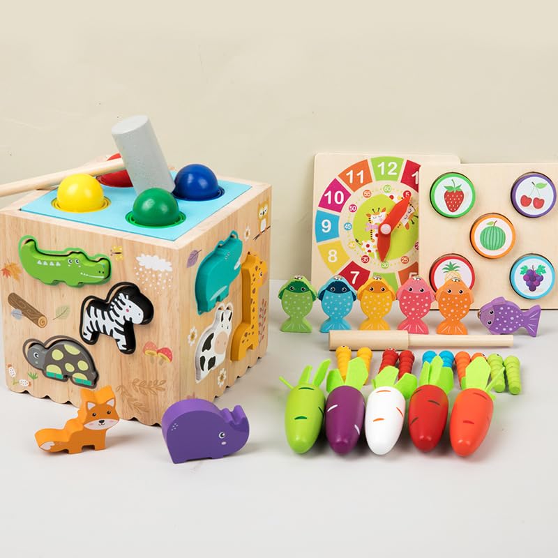 Tenone 8-in-1 Montessori Wooden Activity Cube, Educational Wooden Learning, Kids Busy Toys for Early Development - Image 4