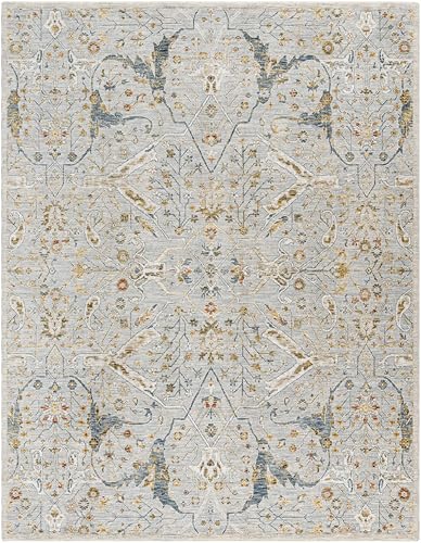 BoutiqueRugs Bornova Traditional Area Rug - Denim, Light Gray, Cream