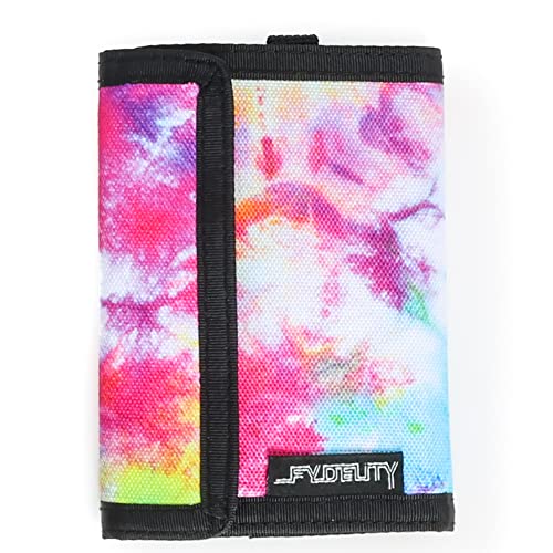 80's RFID Blocking Wallet - Mens and Women's RFID Wallet for Cards and Cash Bifold Hook & Loop Wallet Retro Wallets Men Women, Girls and Boys Wallet Tie Dye Splash