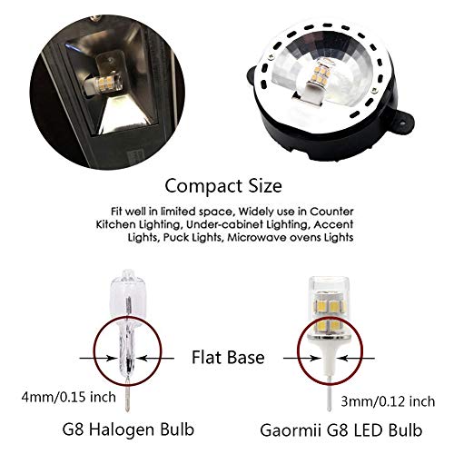 Image of G8 LED Bulb 3W WB25X10019 Microwave Light Bulbs 20W Halogen Bulb Replacement for GE Microwave Oven T4 Bi-Pin Base 120V Warm White 3000K, 2-Pack