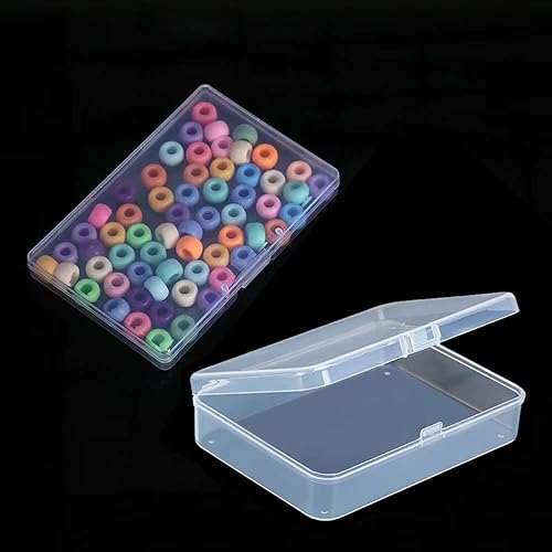 Miniatura 3 de Paquete de 4 recipientes rectangulares de plástico con tapa con bisagras para cuentas y manualidades, tarjetero, caja de almacenamiento de cartas