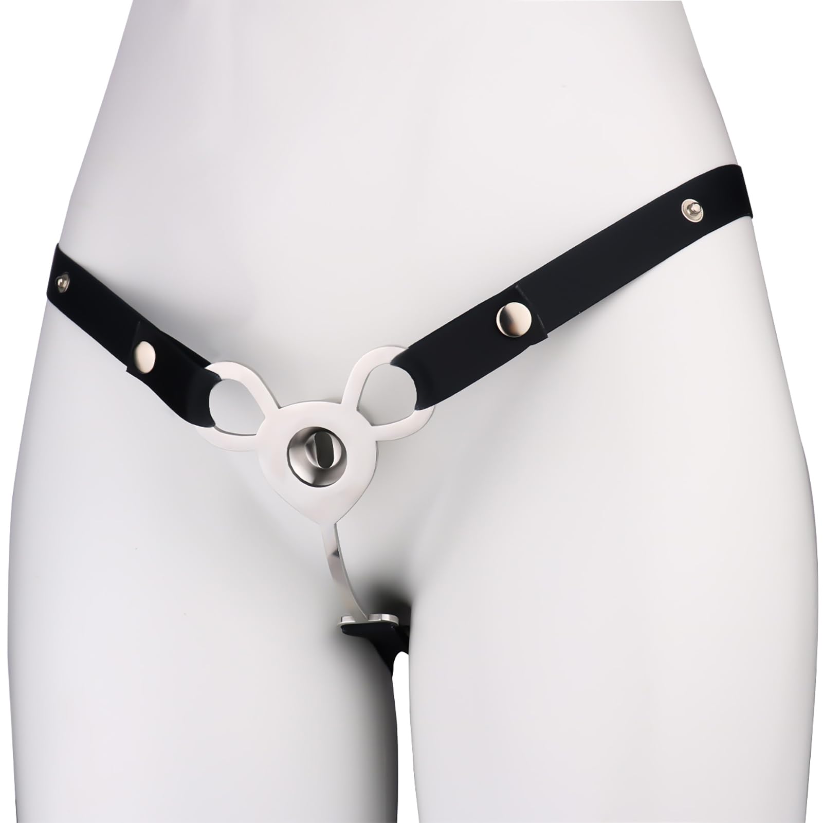 Cage à pénis négative plate avec ceinture réglable, Cage de chasteté en acier inoxydable pour hommes, conception verrouillable, siège sûr, bondage à 3 voies ventilé Sissy Sex Toys (Black)